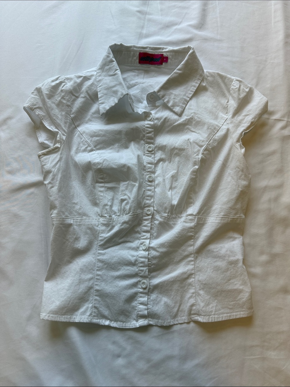 Edikted White Button-Up Shirt